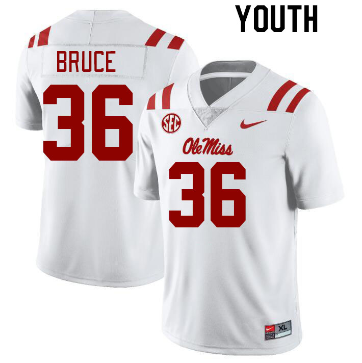 Youth #36 Zamari Bruce Ole Miss Rebels College Football Jerseys Stitched-White